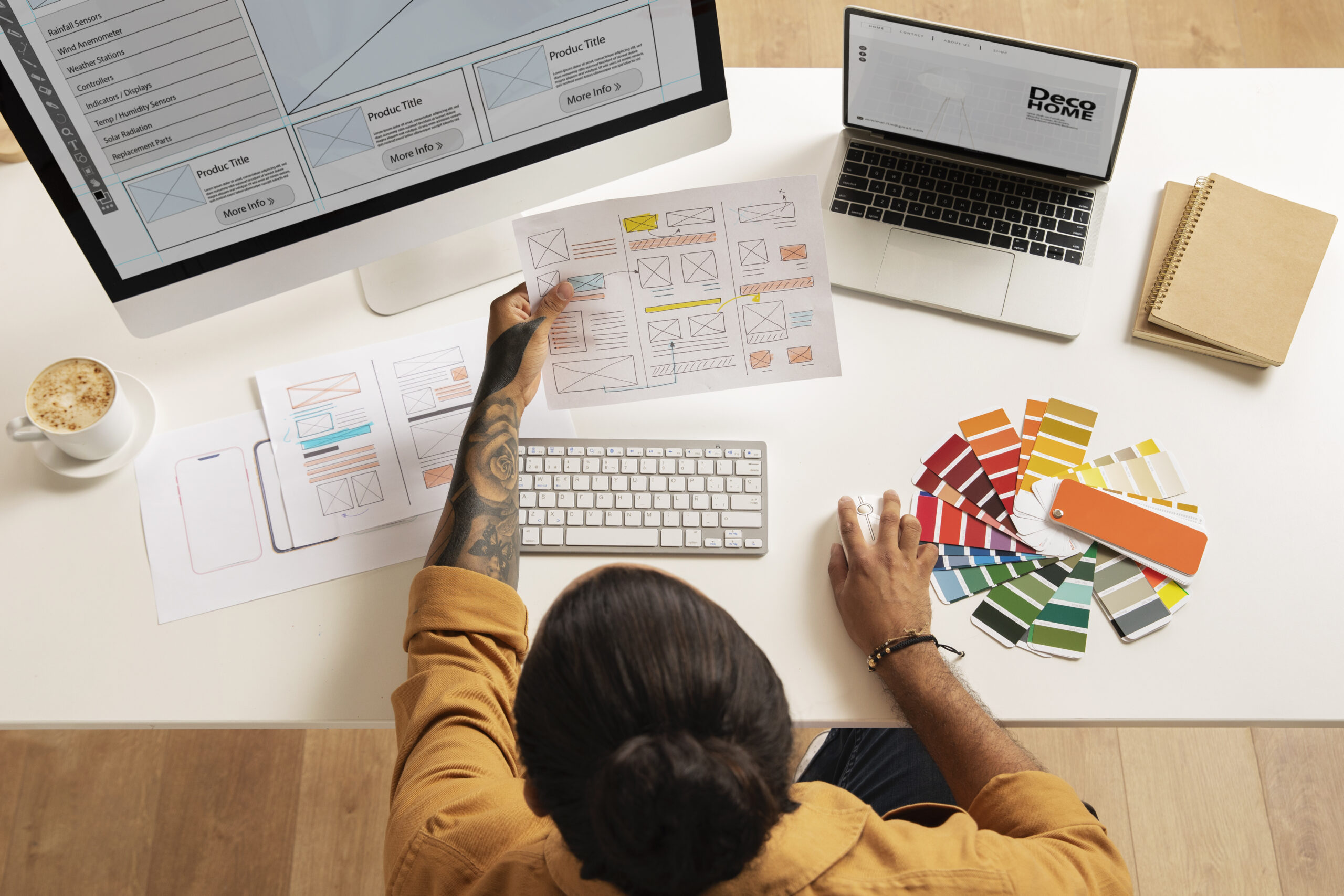 top-view-man-working-desk top-view-man-working-desk